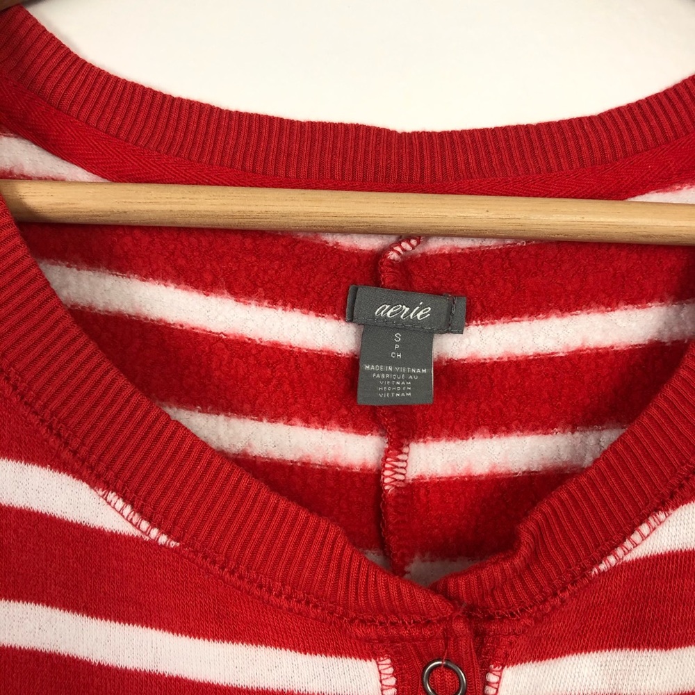 Aerie Onesie Red White Striped Pajamas Small - Picture 4 of 5